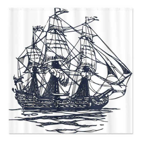 Café Press Nautical Ship Shower Curtain $57.99