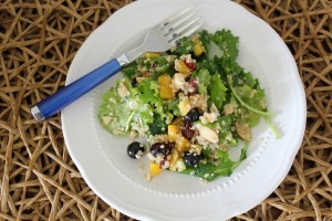 Kale and Quinoa with Feta and Blueberries Salad