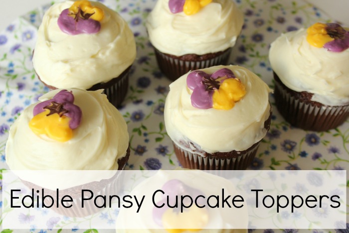 Edible Pansy Cupcake Toppers