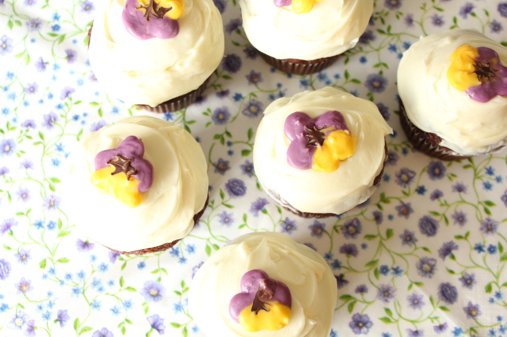 candy melt pansy cupcake toppers