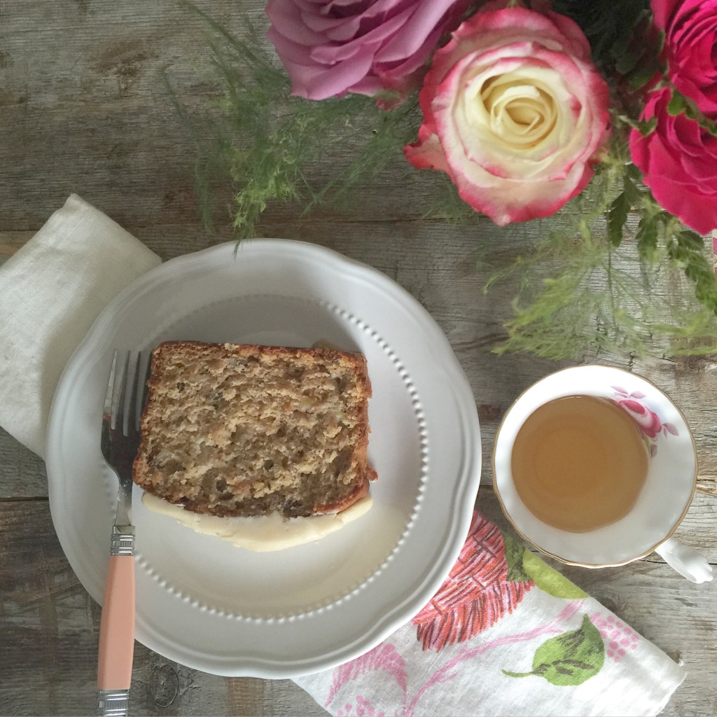 Caramel Frosted Banana Apple Spice Cake 